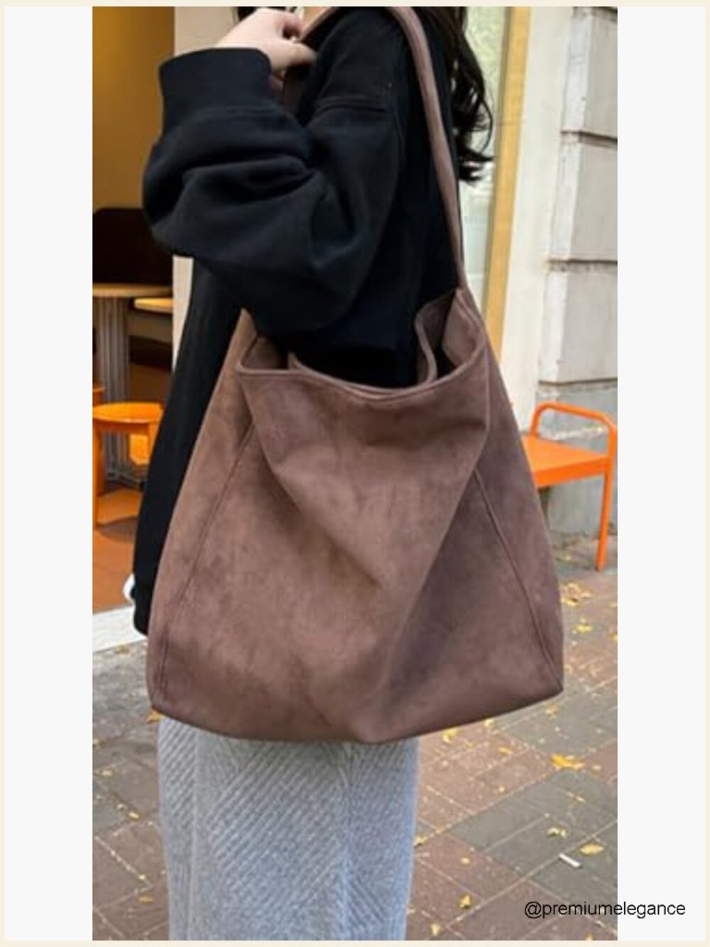 Large Suede Tote Bag Slouchy Shoulder Handbag Travel Hobo Satchel - Picture 3 of 7